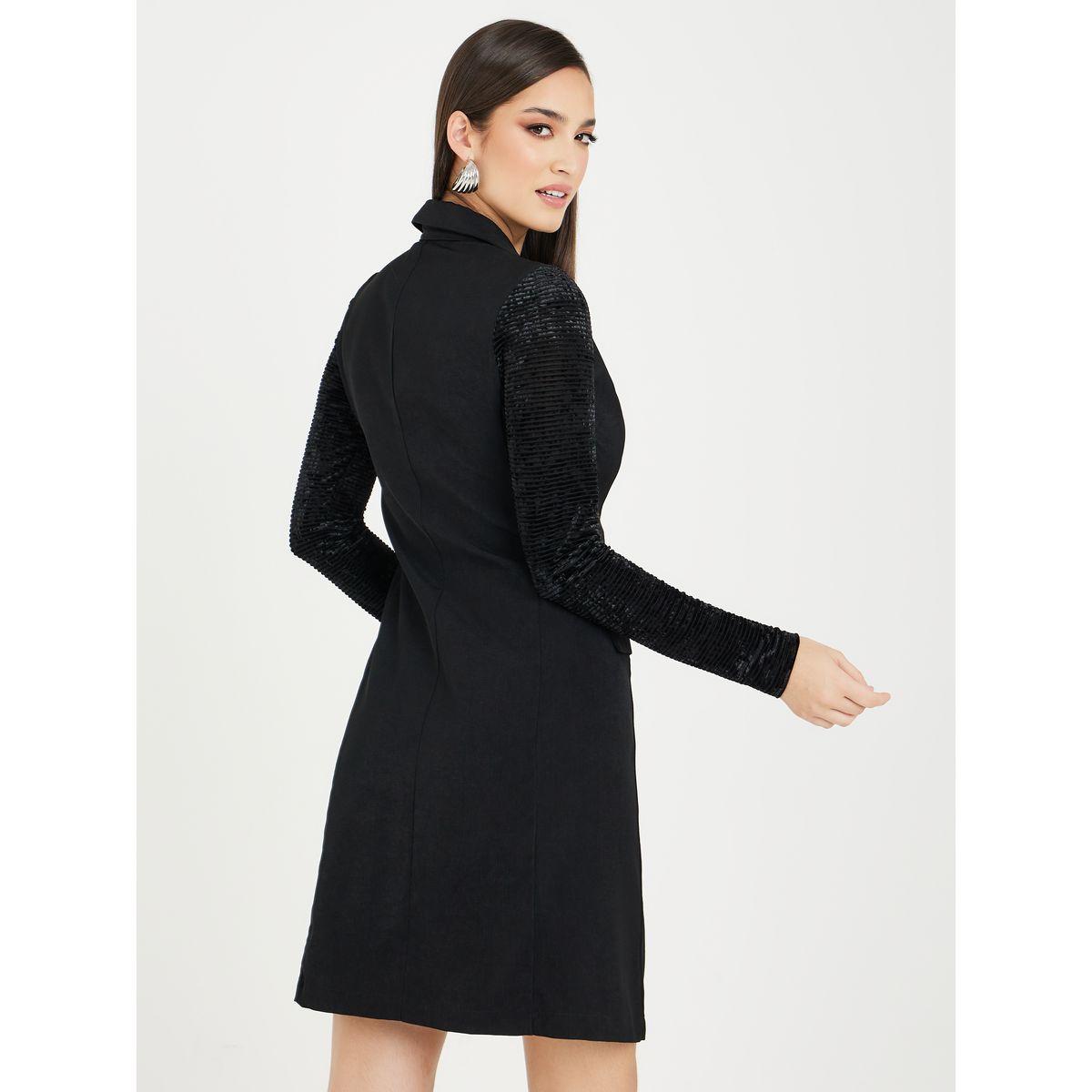 فستان قصير مزين بصفين بأزرار-women-clothing-dresses-image-4