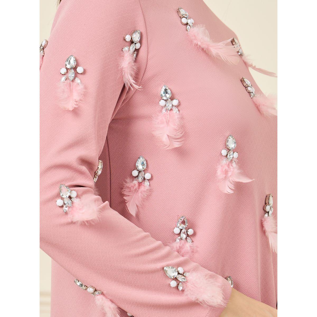 Styli Feather Embellished Long Sleeve Top & Pants Co-Ord-women-clothing-coordsets-image-3
