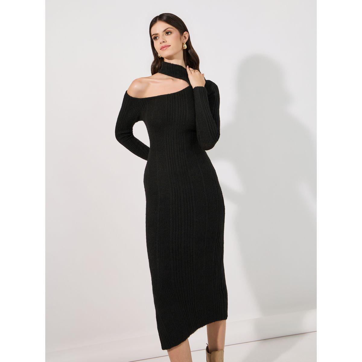 فستان ميدي محبوك بتفاصيل بارزة الملمس-women-clothing-dresses-image-2