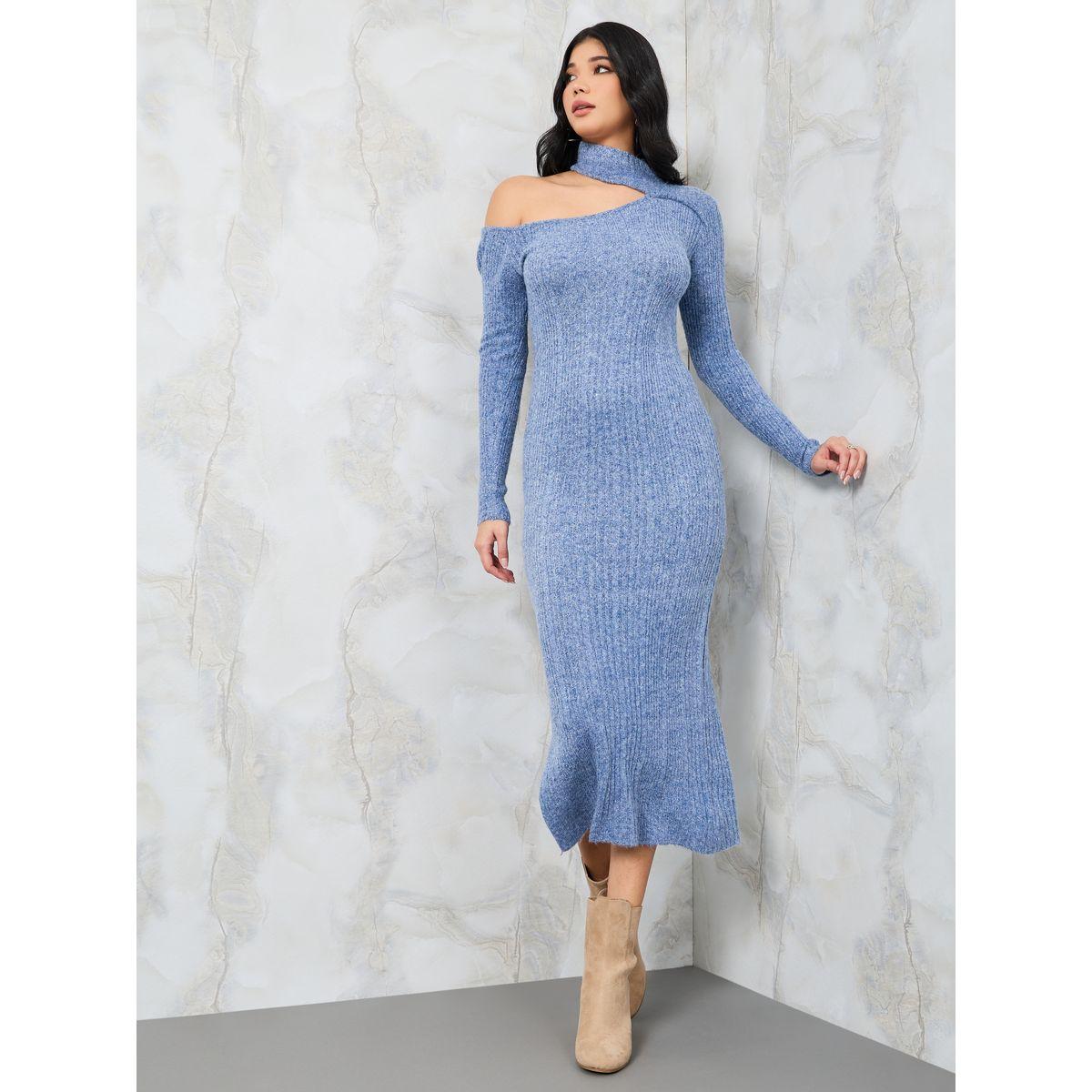 فستان ميدي بتفاصيل بارزة الملمس-women-clothing-dresses-image-1
