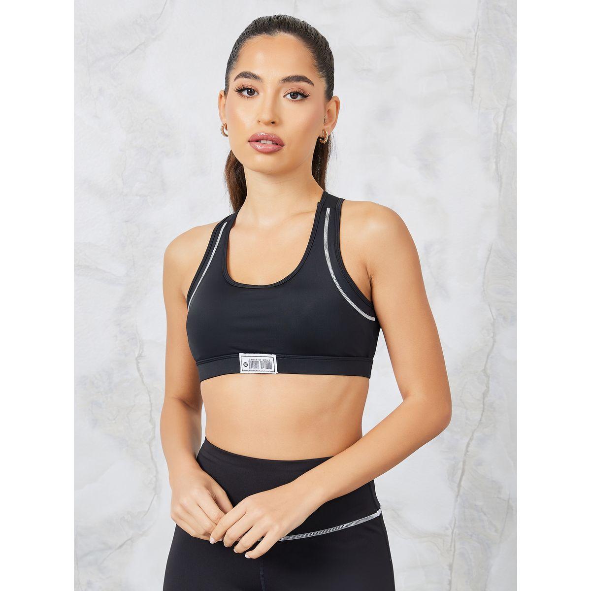 Styli Active Gymspire Edition - Label Contrast Stitch Detail Peep Racerback Sports Bra-women-clothing-sportswearandactivewear-sportsbras-image-1