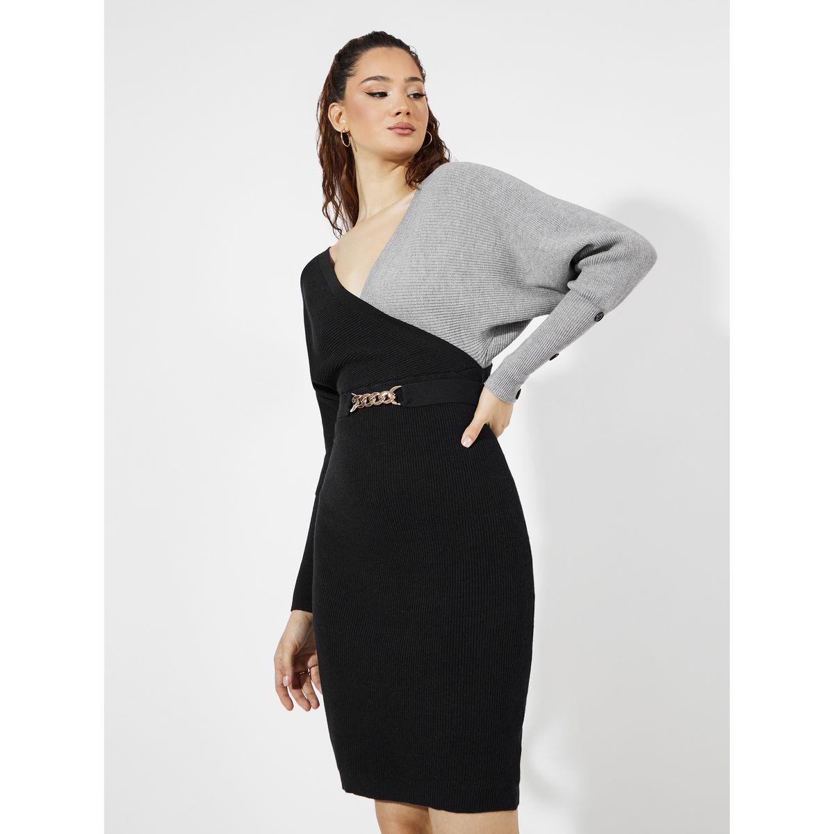 فستان بطول الركبة ونمط كتل الالوان-women-clothing-dresses-image-4