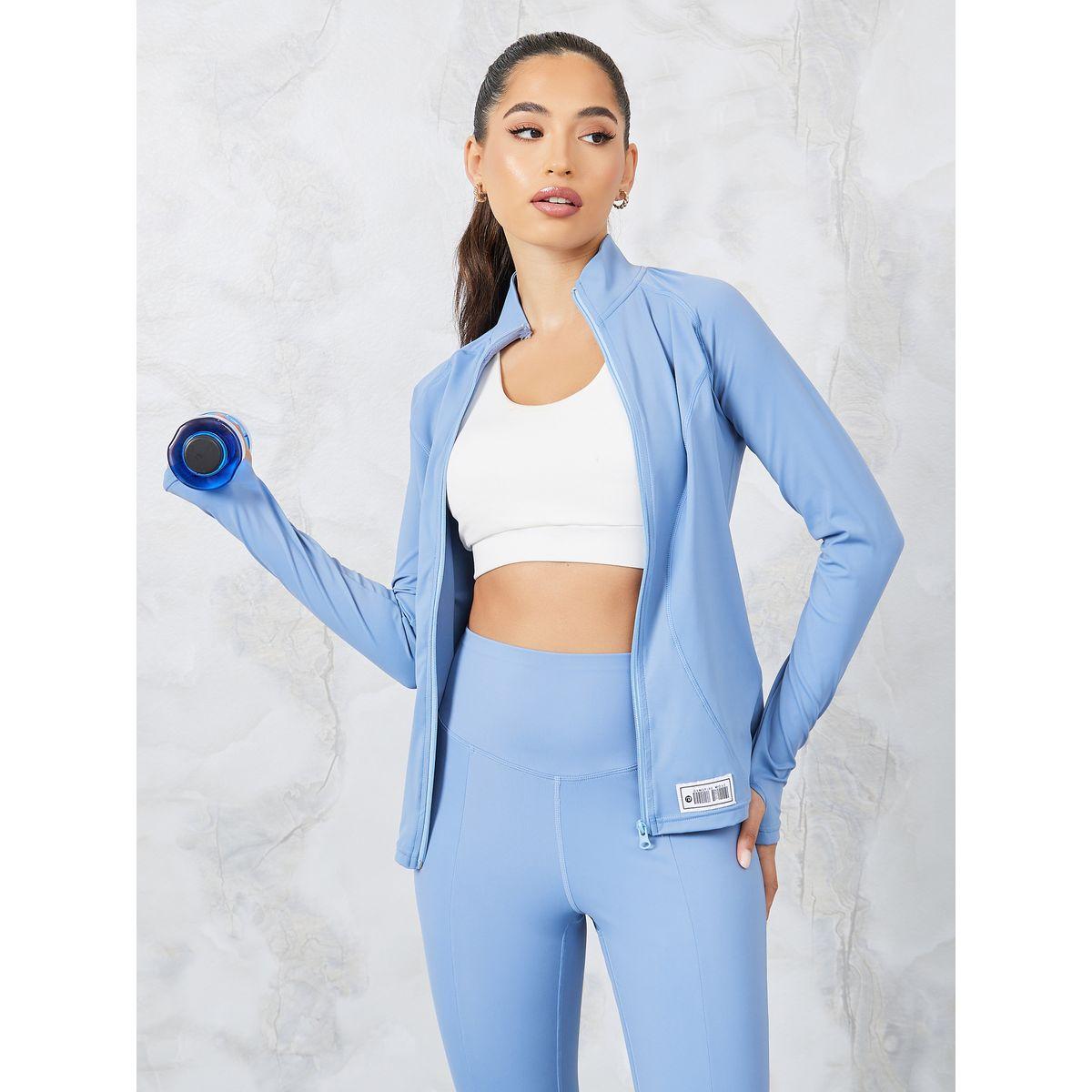 Styli Active Gymspire Edition - Label Broad Stitch & Thumbhole Detail Zip Up Jacket-sports-women-clothing-coatsandjackets-jackets-image-3
