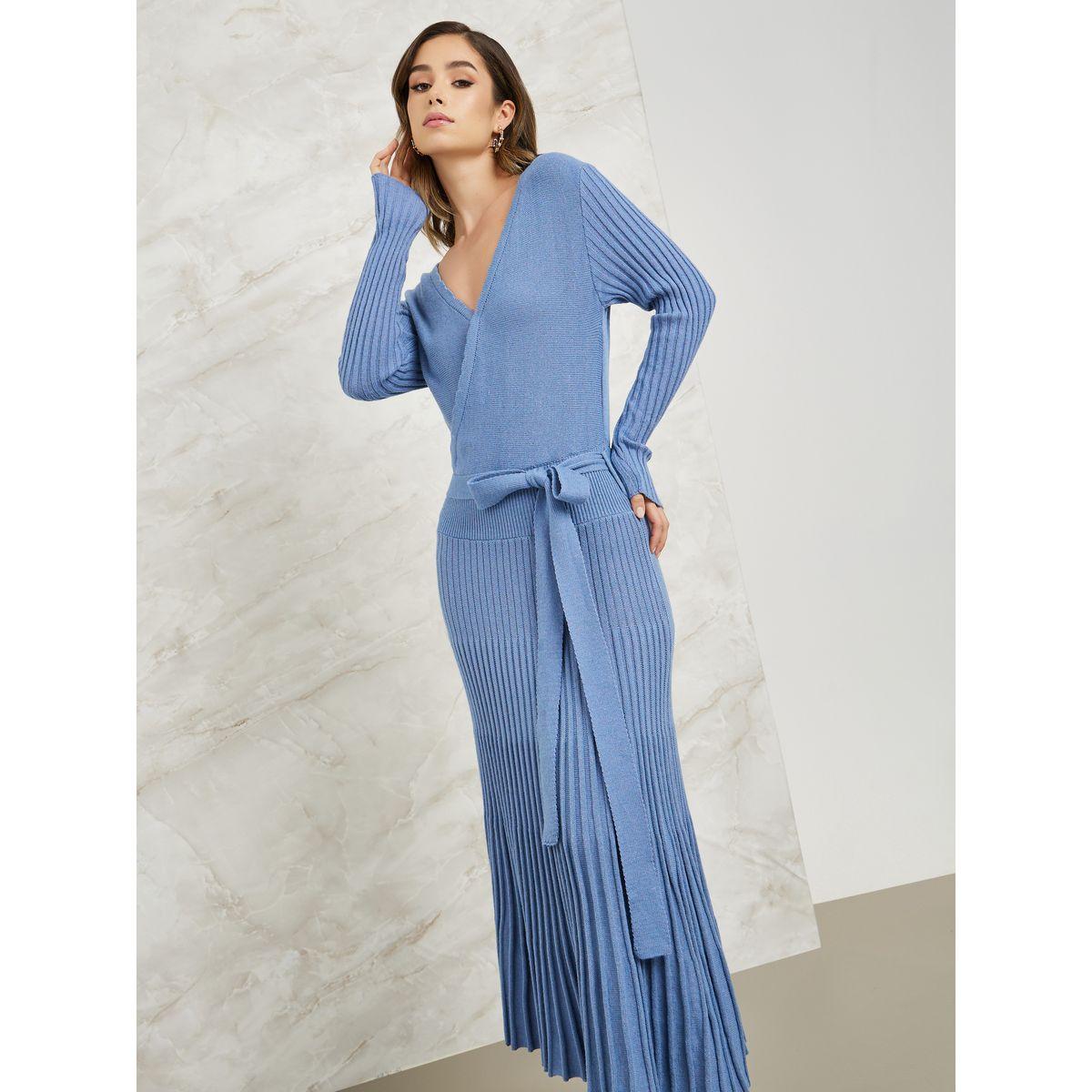 فستان ميدي محبوك بربطة خصر-women-clothing-dresses-image-2