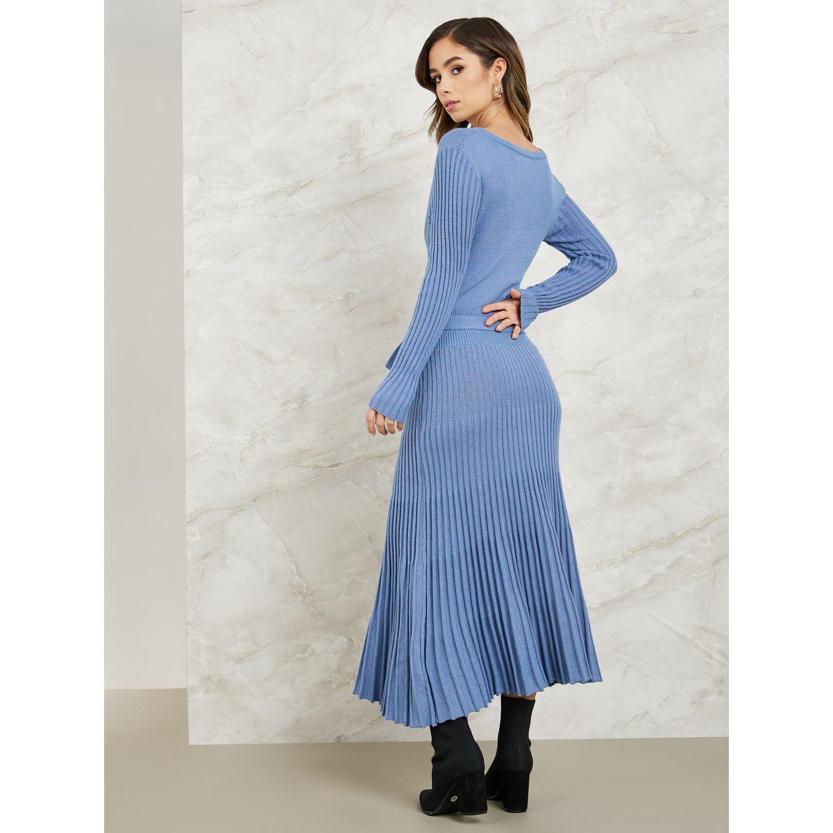فستان ميدي محبوك بربطة خصر-women-clothing-dresses-image-4