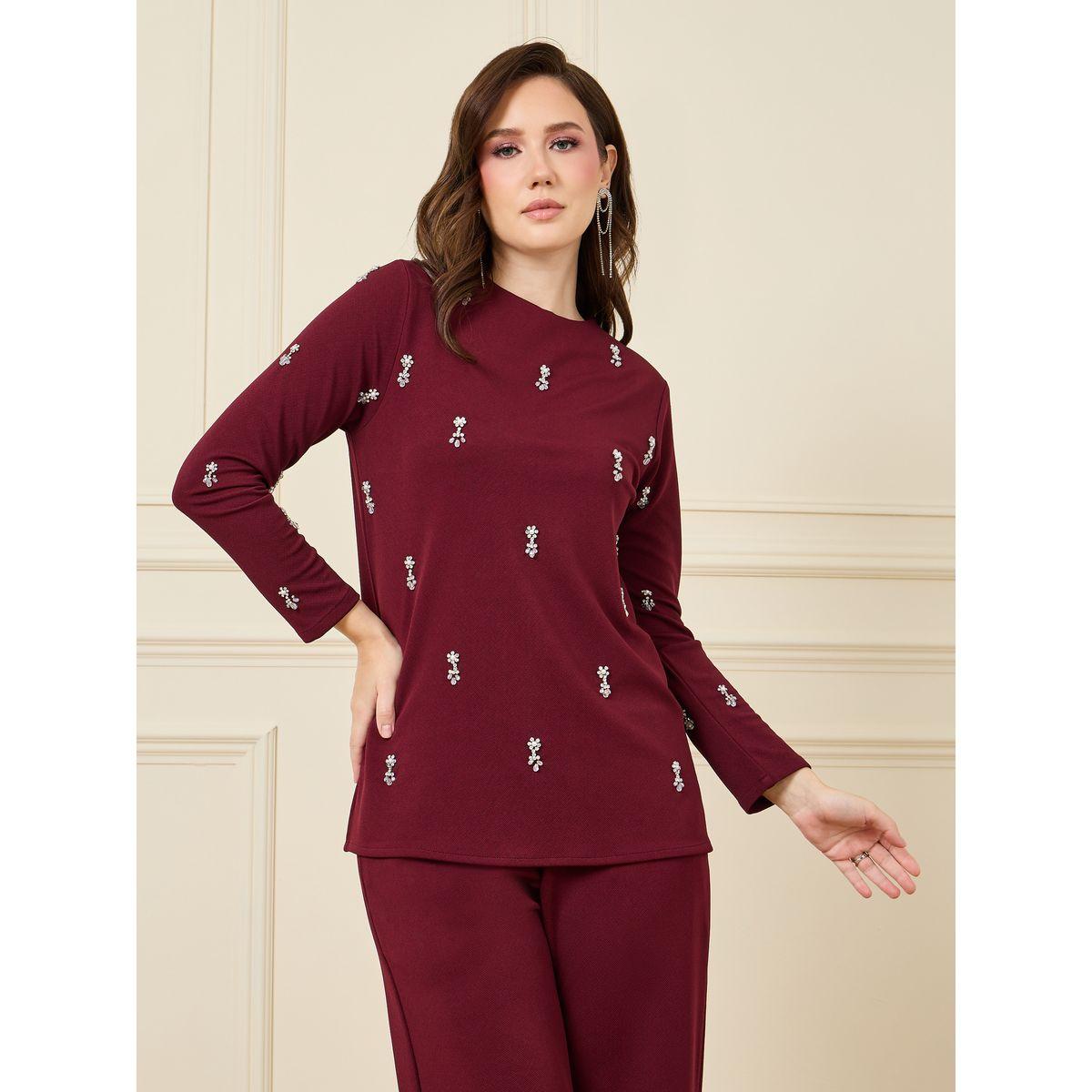 Styli Embellished Long Sleeve Top & Pants Co-Ord-women-clothing-coordsets-image-2