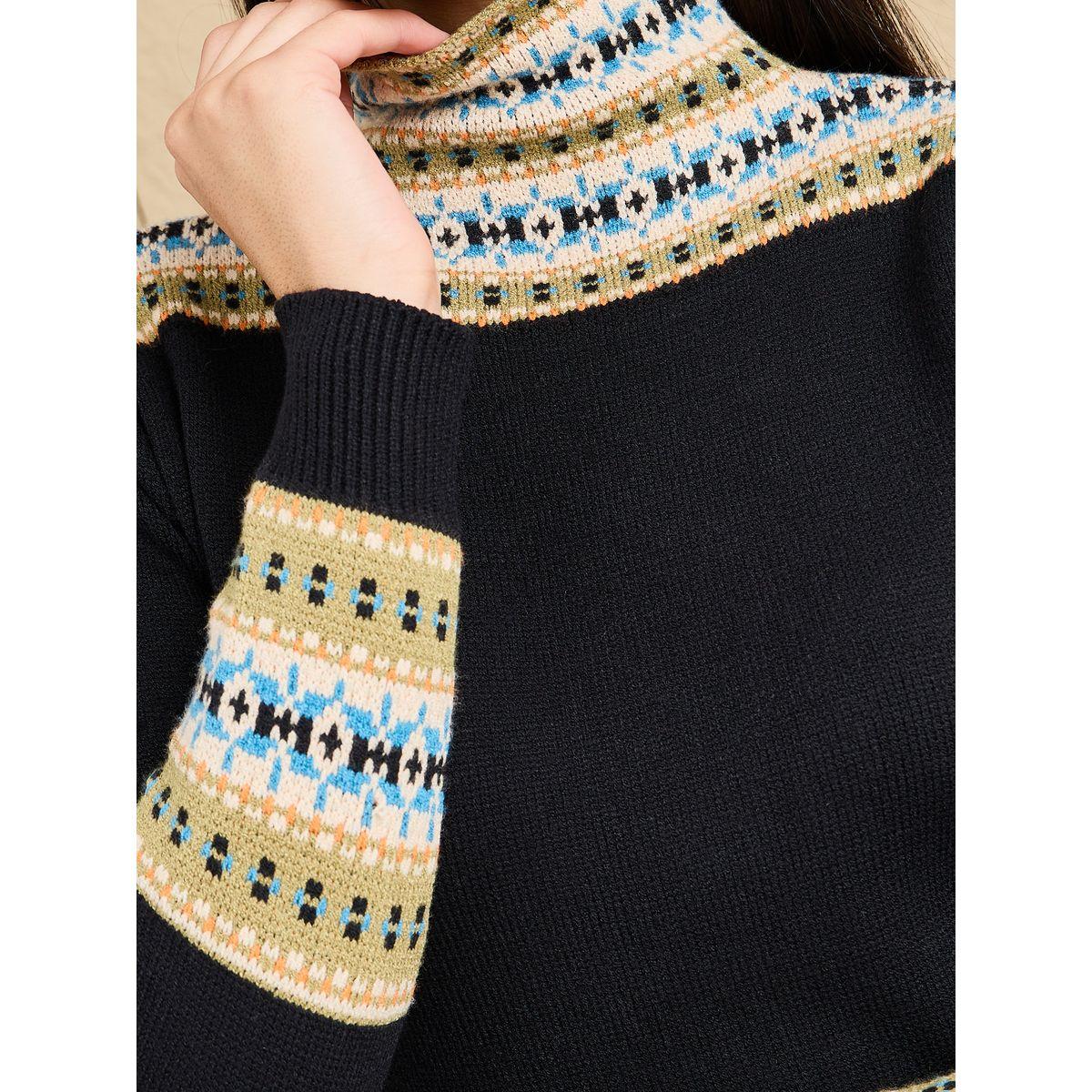 Styli Embroidered Pattern Knit Sweater Midi Dress-women-clothing-dresses-image-3