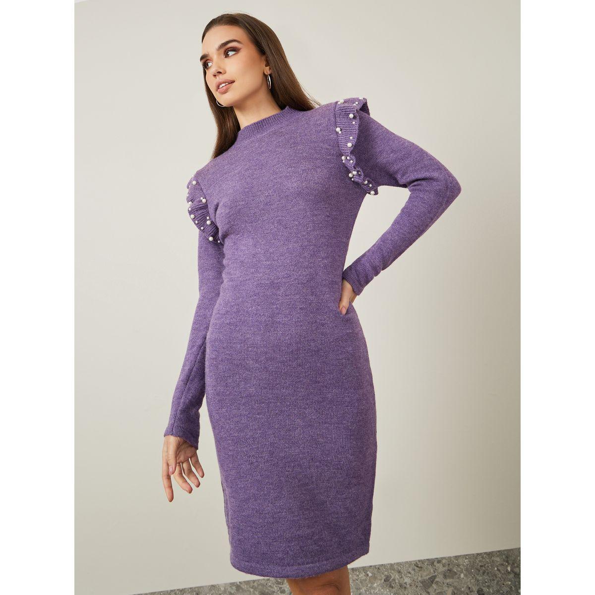 فستان قصير مزين بلؤلؤ صناعي-women-clothing-dresses-image-1