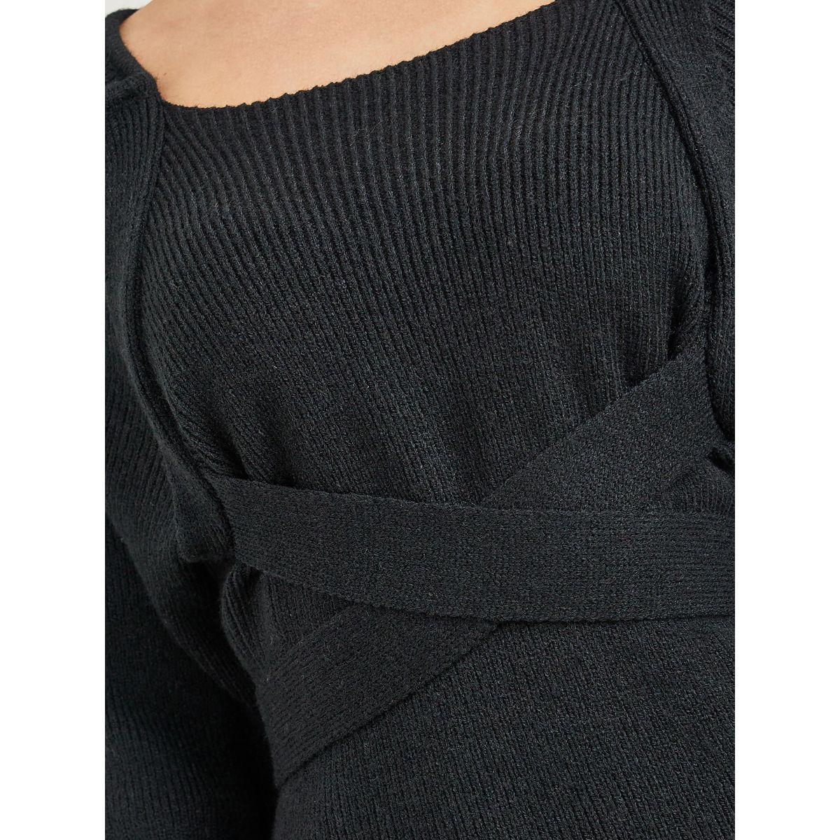 Styli Cross Strap Tie-Up Waistband Knit Sweater Midi Dress-women-clothing-dresses-image-3