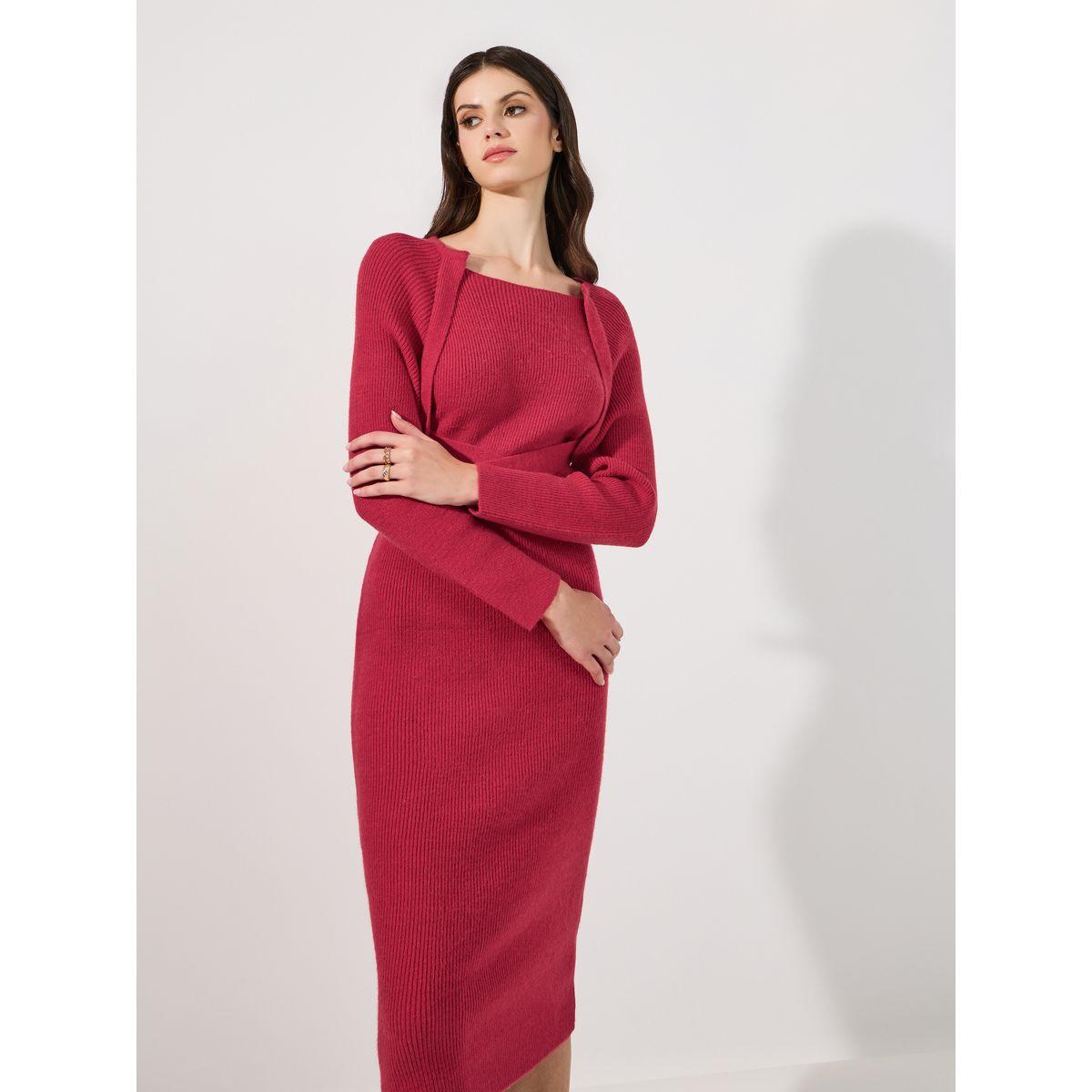 فستان ميدي محبوك برباط خصر-women-clothing-dresses-image-2