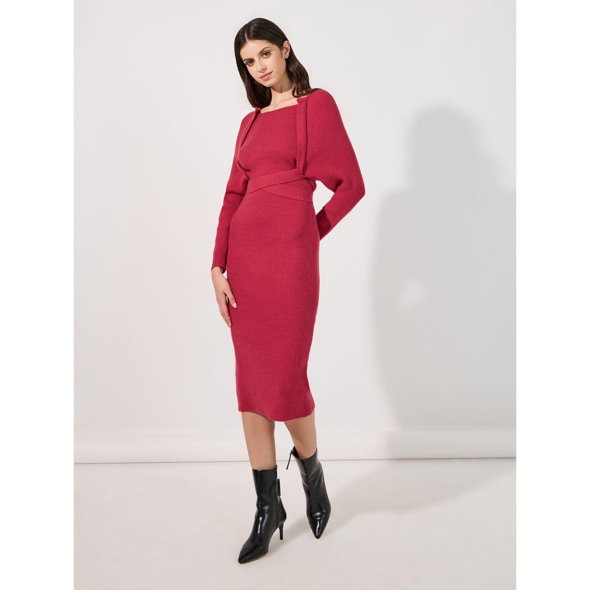فستان ميدي محبوك برباط خصر-women-clothing-dresses-image-4