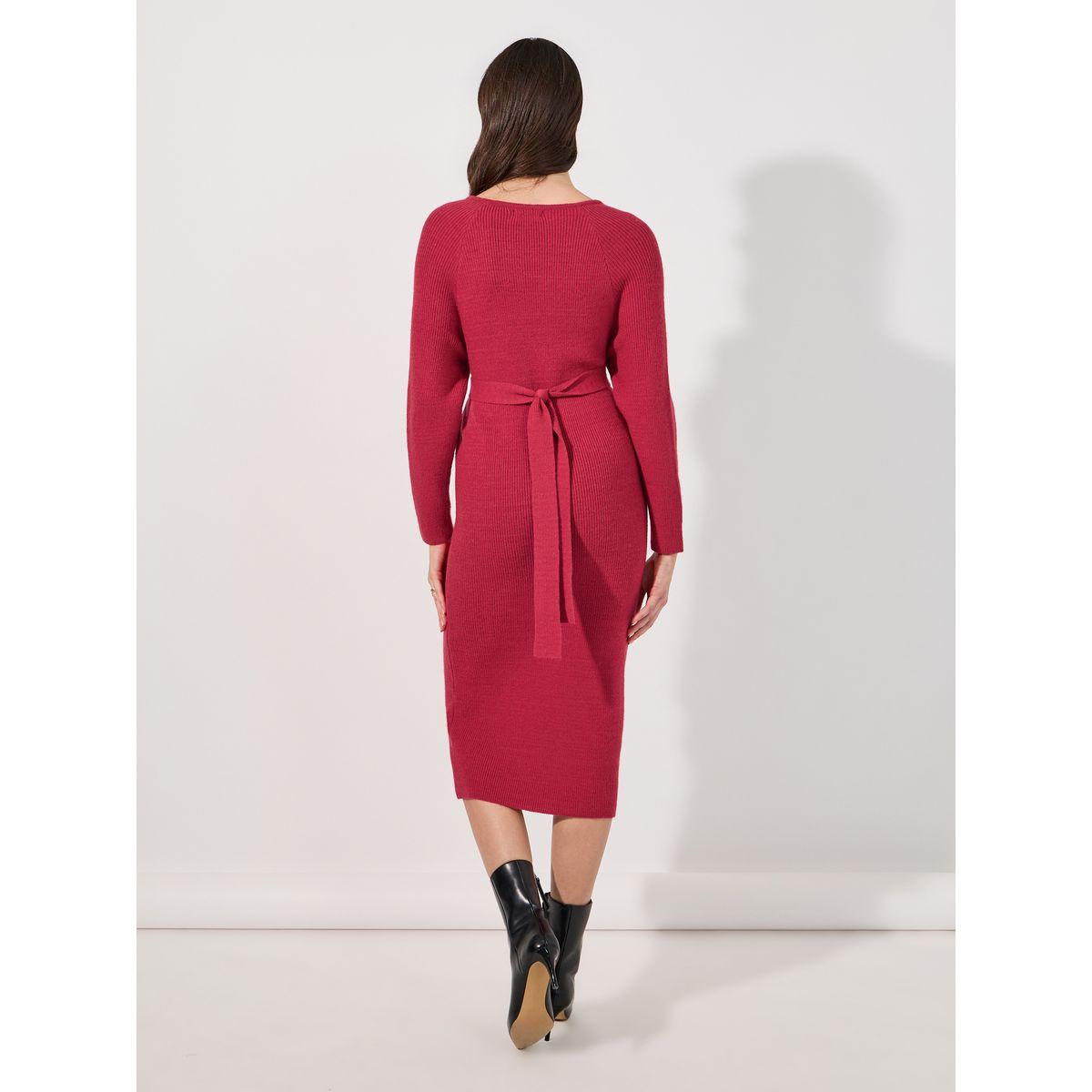 فستان ميدي محبوك برباط خصر-women-clothing-dresses-image-6