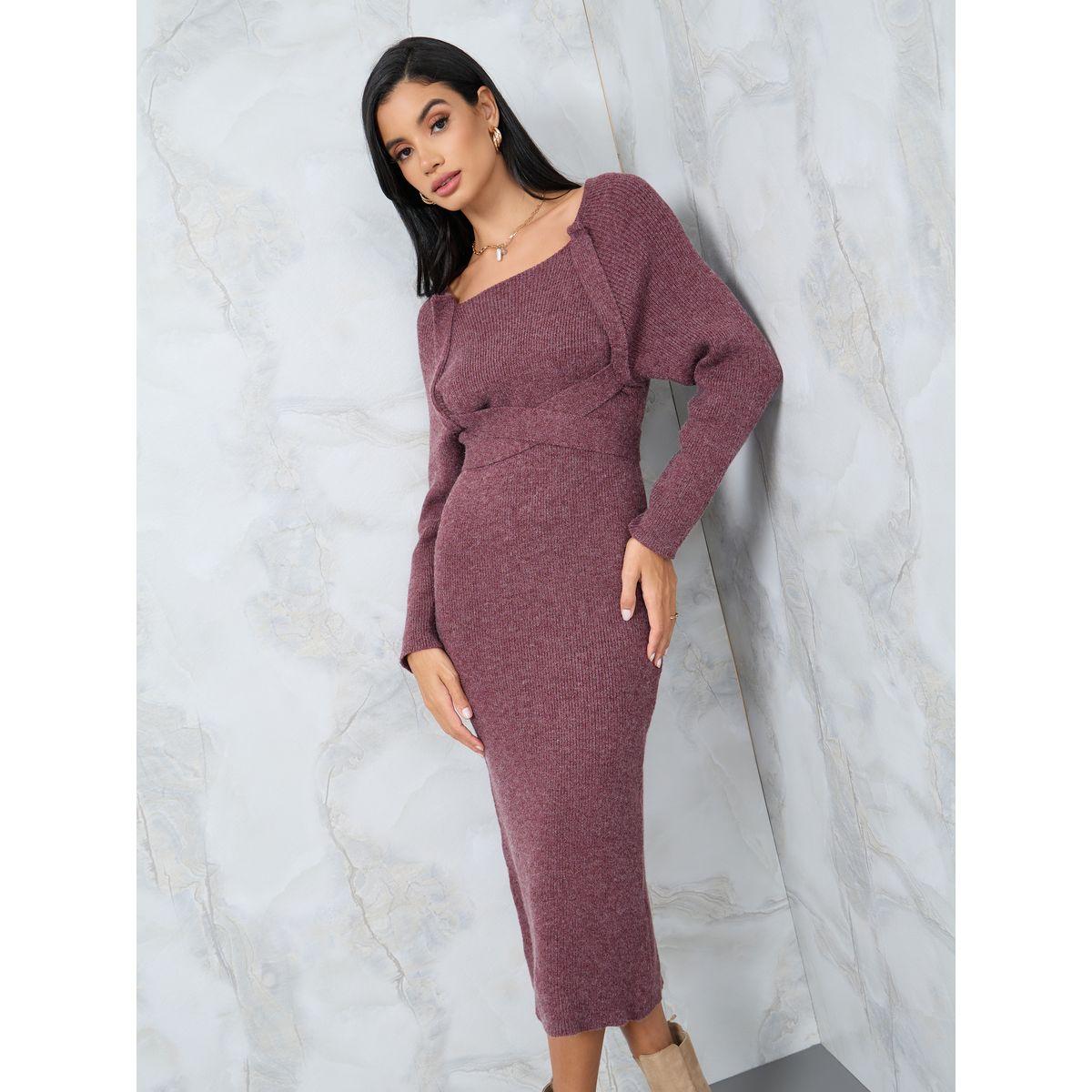 فستان ميدي بأربطة كروس-women-clothing-dresses-image-2