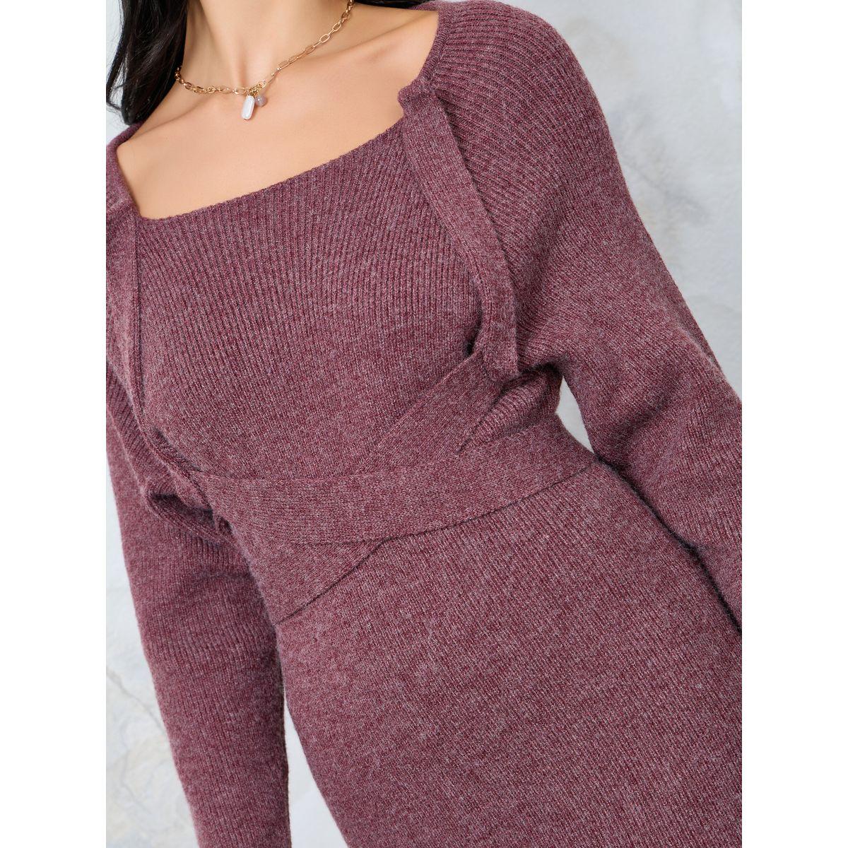فستان ميدي بأربطة كروس-women-clothing-dresses-image-3