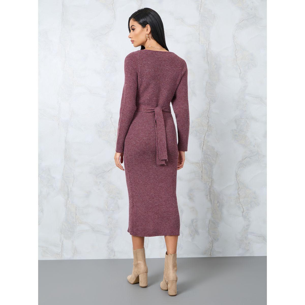 فستان ميدي بأربطة كروس-women-clothing-dresses-image-4