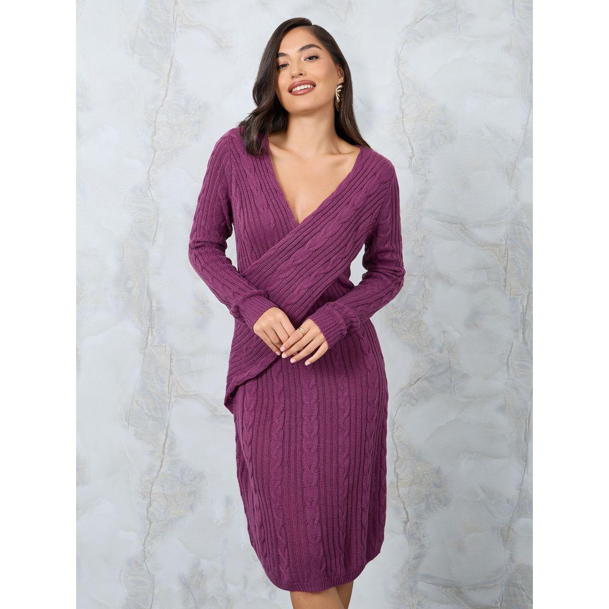 فستان بطول الركبة بنمط لف-women-clothing-dresses-image-2