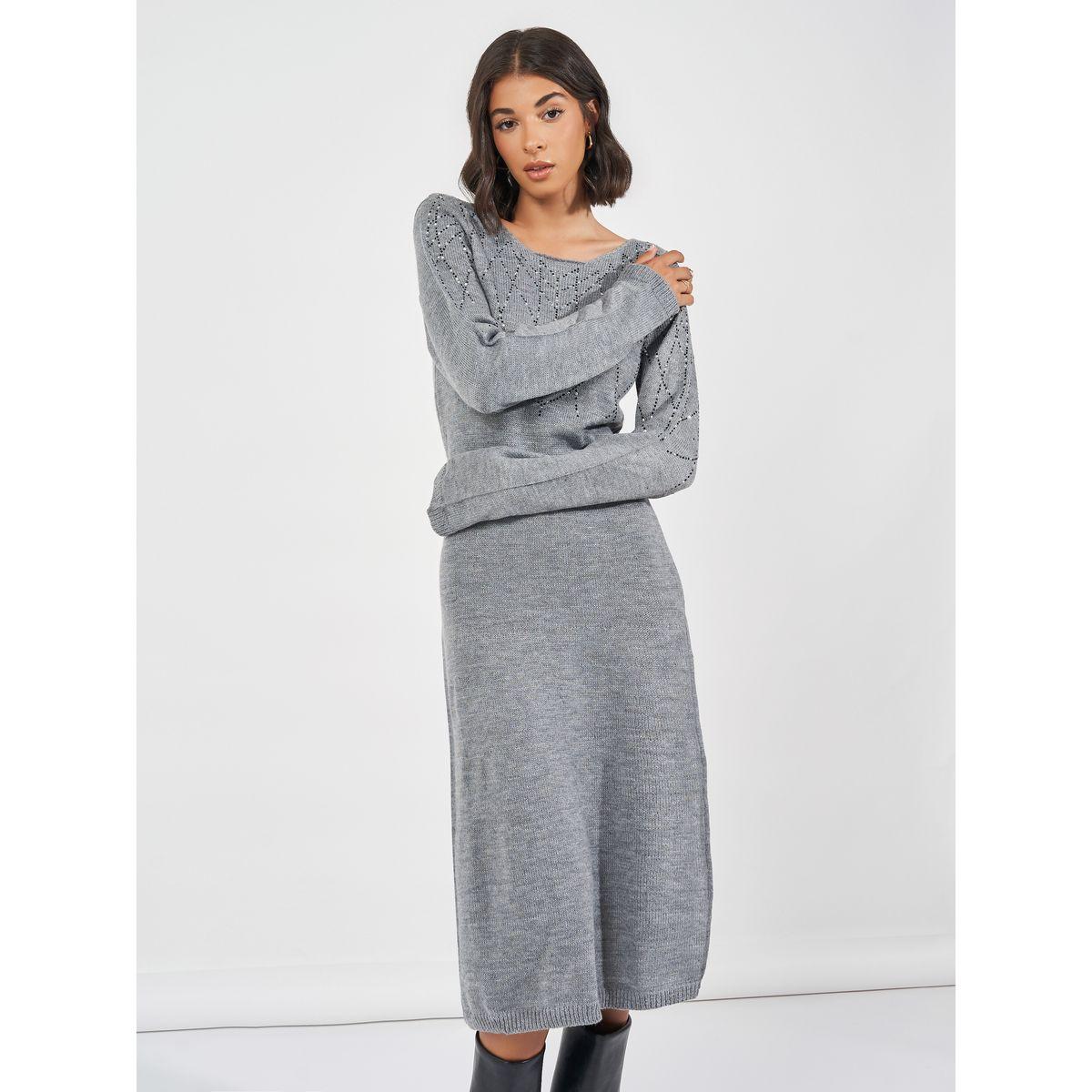 فستان ميدي محبوك ومنمق بالترتر-women-clothing-dresses-image-4