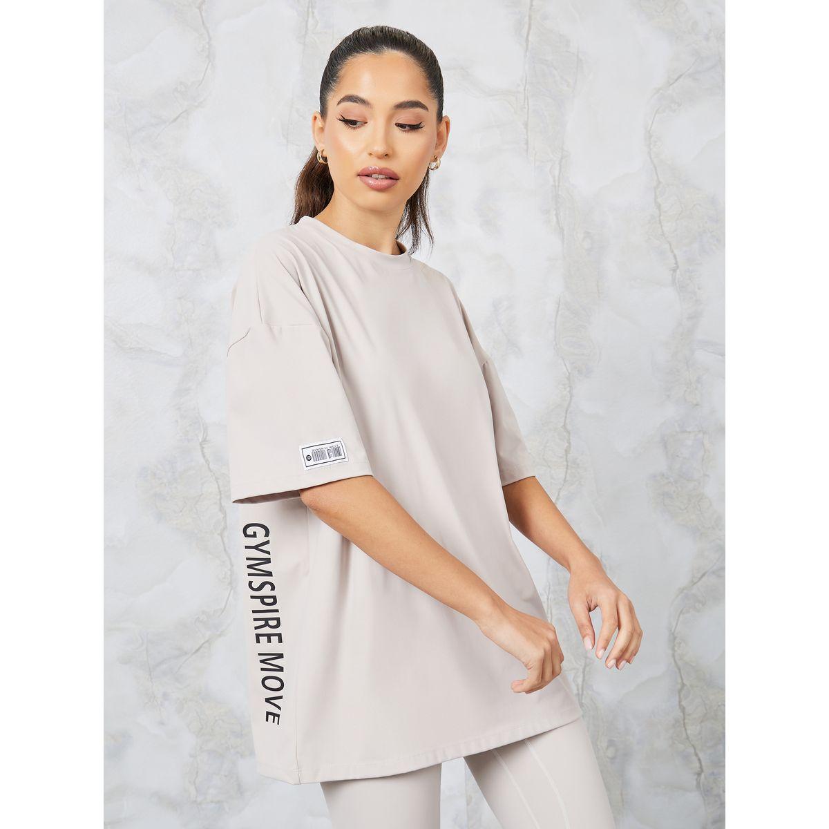 Styli Active Gymspire Edition - Label Side Vertical Text Loose Fit Yoga Top-sports-women-clothing-tshirtsandvests-image-1
