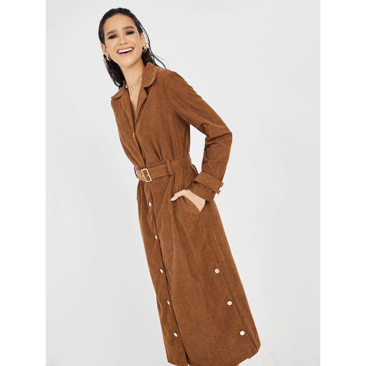 Styli Belted Corduroy Shirt Midi Dress-women-clothing-dresses-image-2