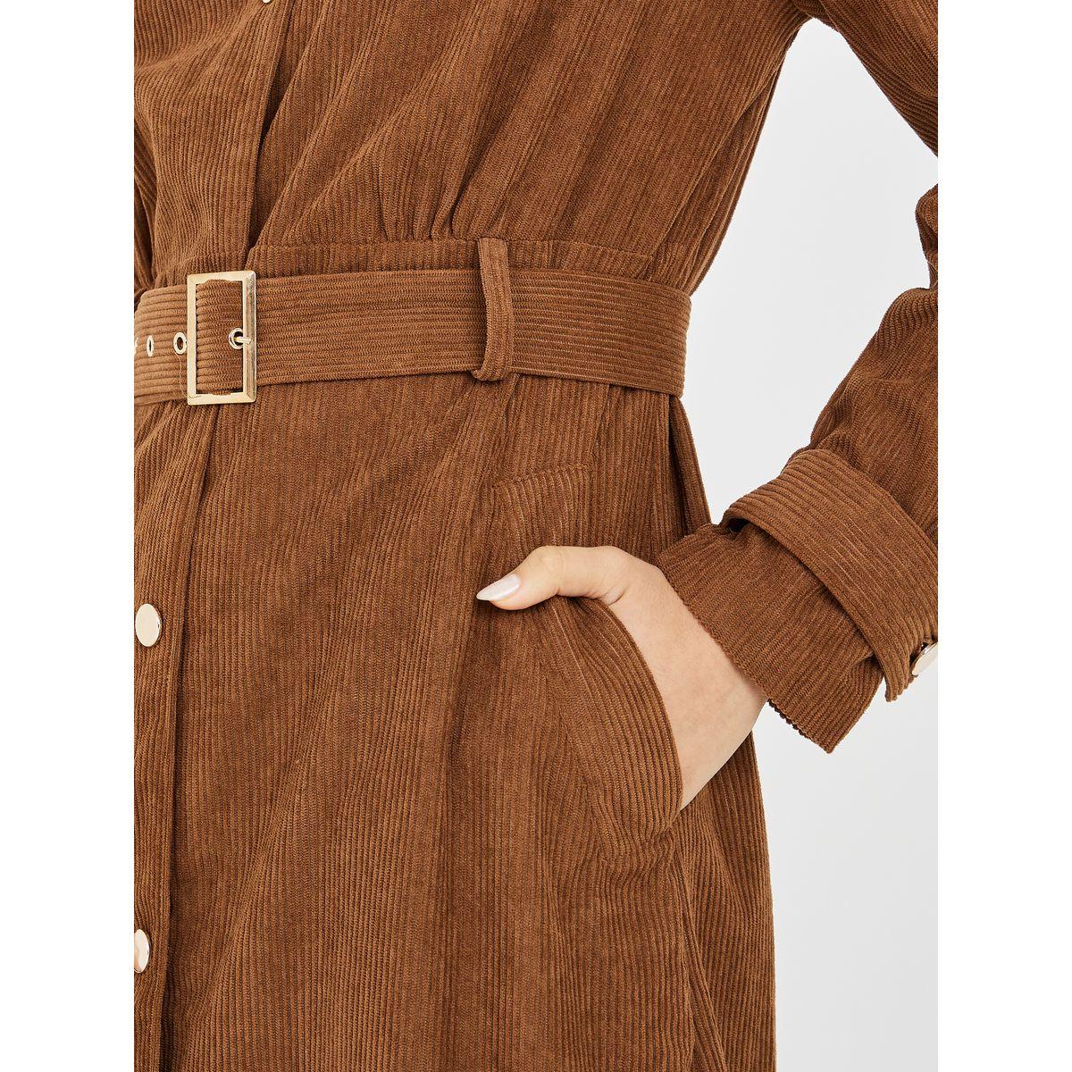 Styli Belted Corduroy Shirt Midi Dress-women-clothing-dresses-image-3