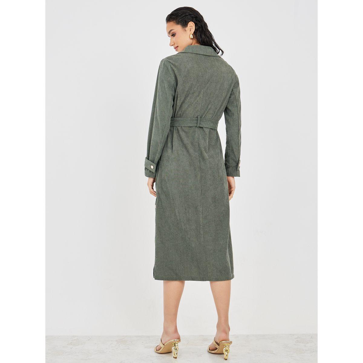 فستان ميدي كوردروي بحزام خصر-women-clothing-dresses-image-4