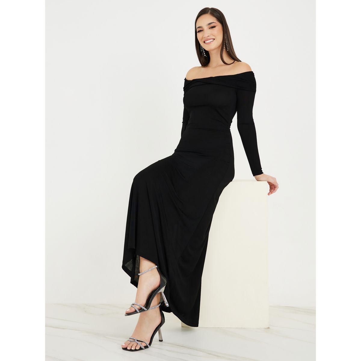 Styli Off Shoulder Soft Shiny A-Line Maxi Dress-women-clothing-dresses-image-1