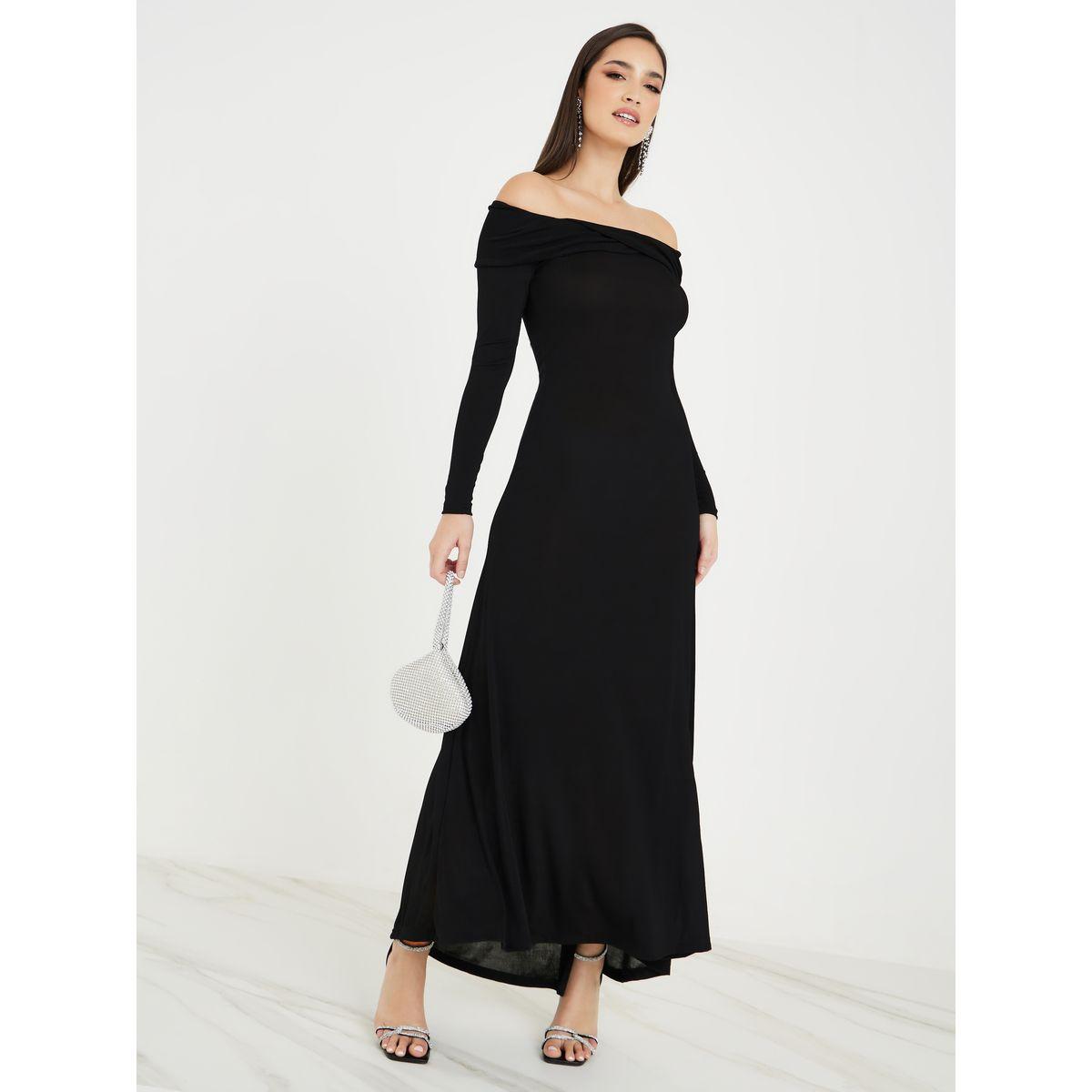 Styli Off Shoulder Soft Shiny A-Line Maxi Dress-women-clothing-dresses-image-2
