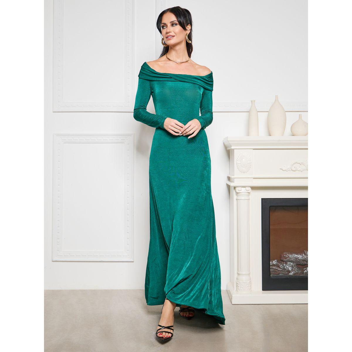 Styli Off Shoulder Soft Shiny A-Line Maxi Dress-women-clothing-dresses-image-1