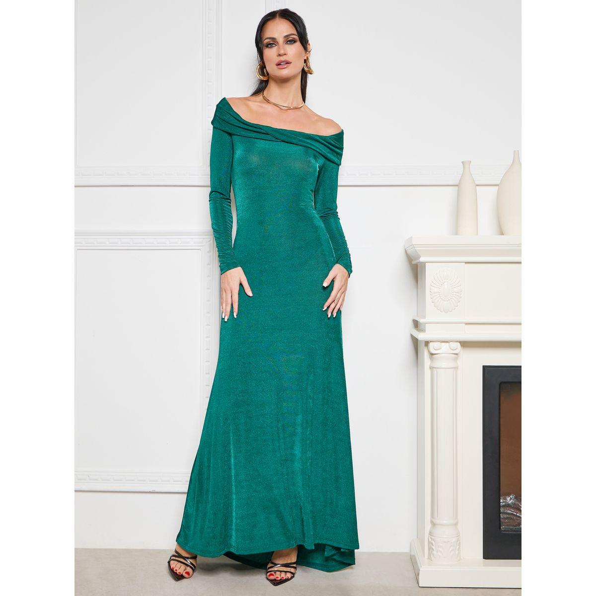 Styli Off Shoulder Soft Shiny A-Line Maxi Dress-women-clothing-dresses-image-2
