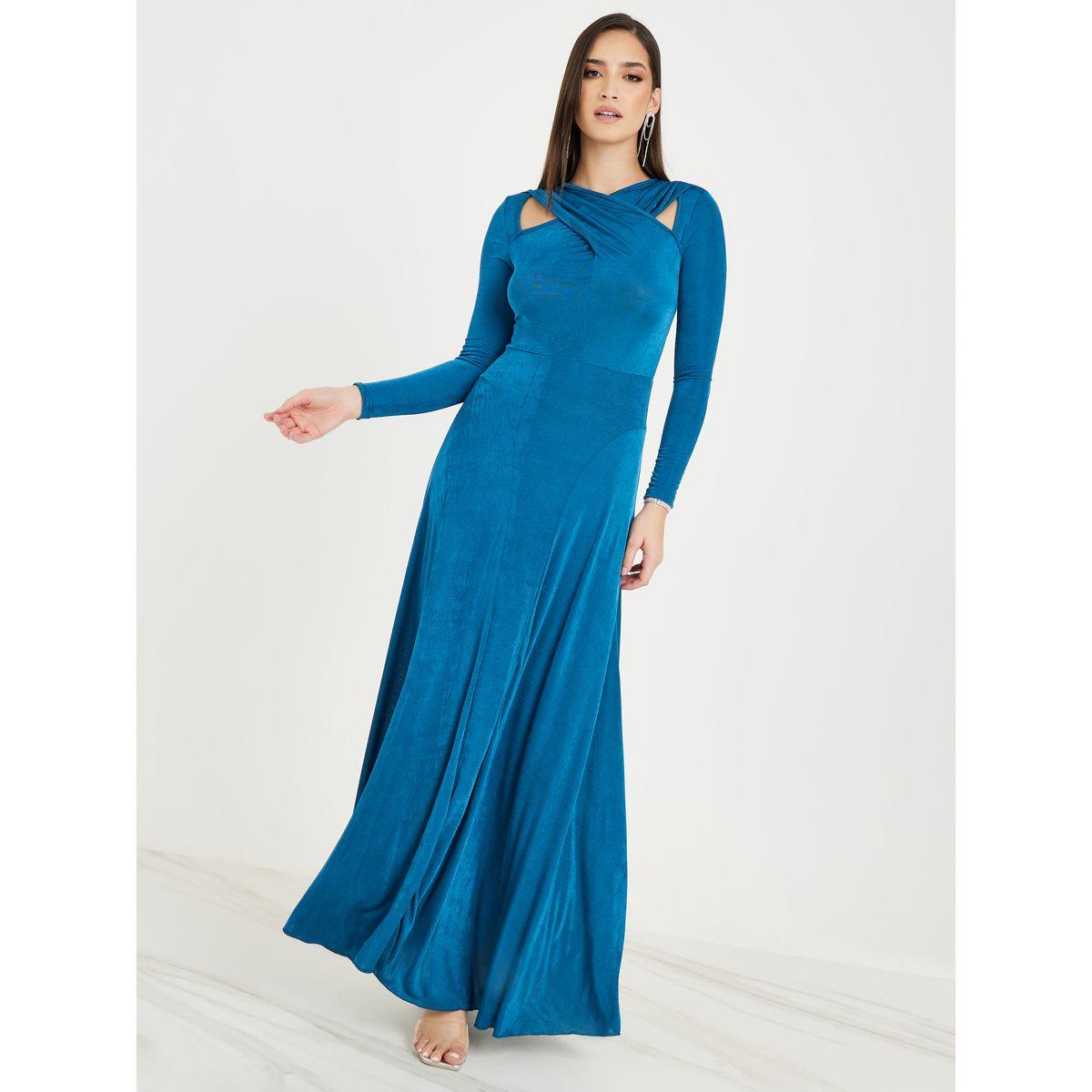 Styli Front Cut-Out Detail Flared A-Line Maxi Dress-women-clothing-dresses-image-1