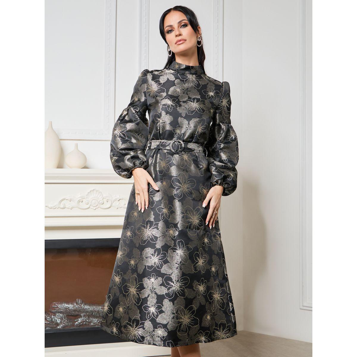 فستان ميدي بأكمام بالون-women-clothing-dresses-image-1