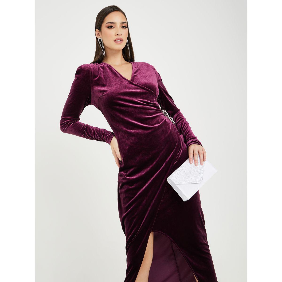Styli Embellished Wrap Front Slit Midi Dress-women-clothing-dresses-image-5