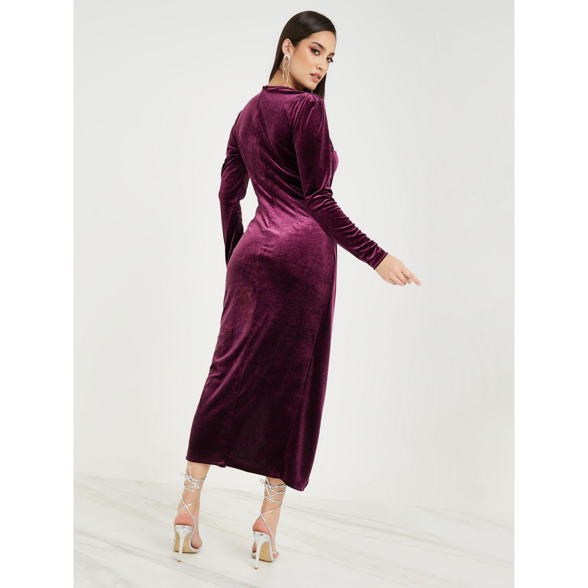 Styli Embellished Wrap Front Slit Midi Dress-women-clothing-dresses-image-7