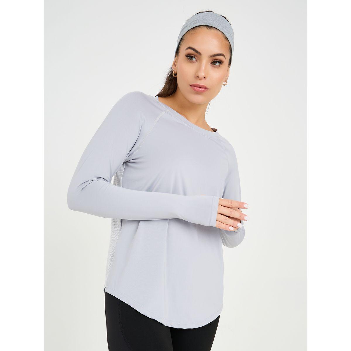 Styli Active Textured Peep Back Single Side Slit Top-women-clothing-sportswearandactivewear-tshirtsandvests-image-3