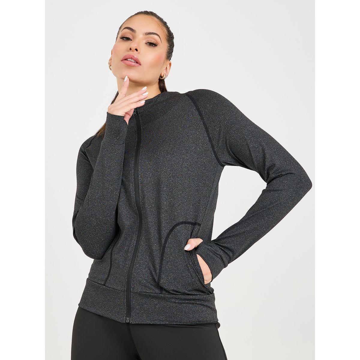 Styli Active Tonal Contrast Stitch Thumbhole Detail Hooded Jacket-sports-women-clothing-coatsandjackets-jackets-image-1