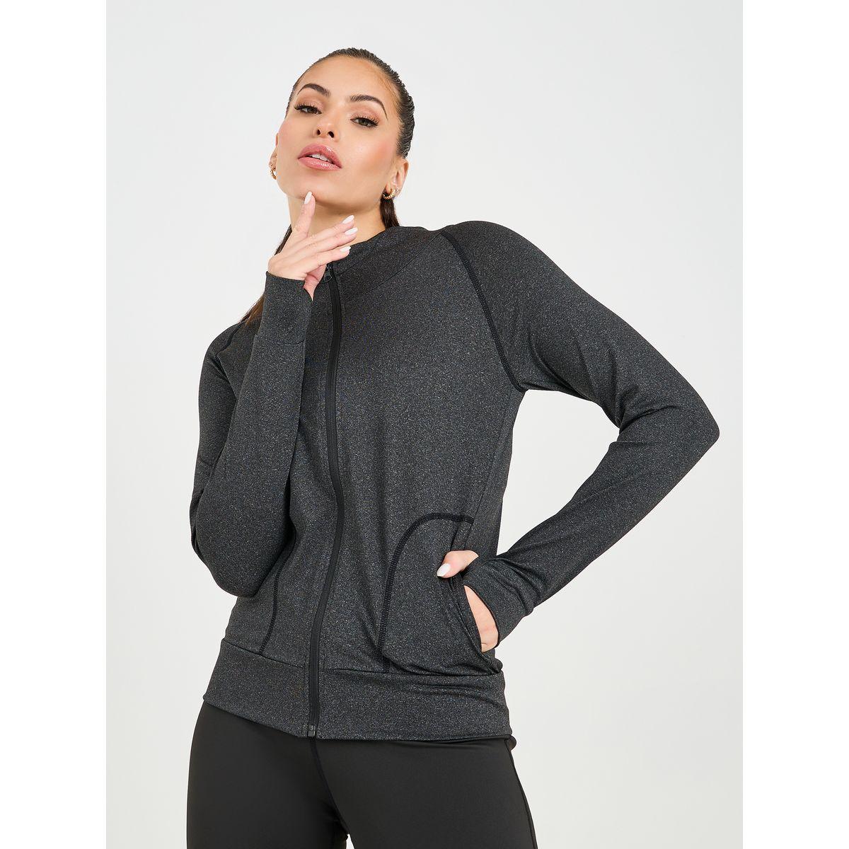 Styli Active Tonal Contrast Stitch Thumbhole Detail Hooded Jacket-sports-women-clothing-coatsandjackets-jackets-image-3
