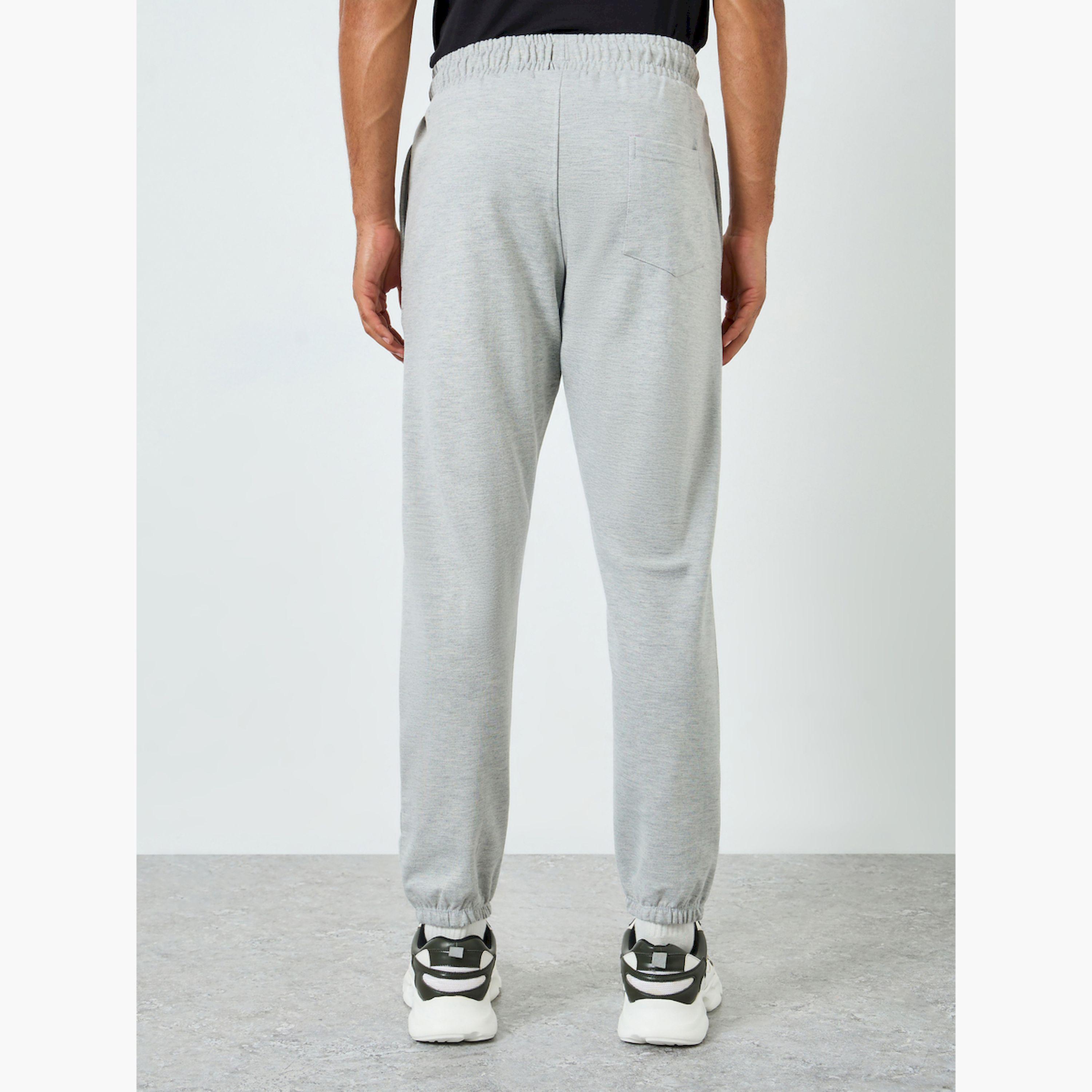 Styli Men Grey Solid Joggers with Pintuck Detail-men-clothing-bottoms-joggers-image-4