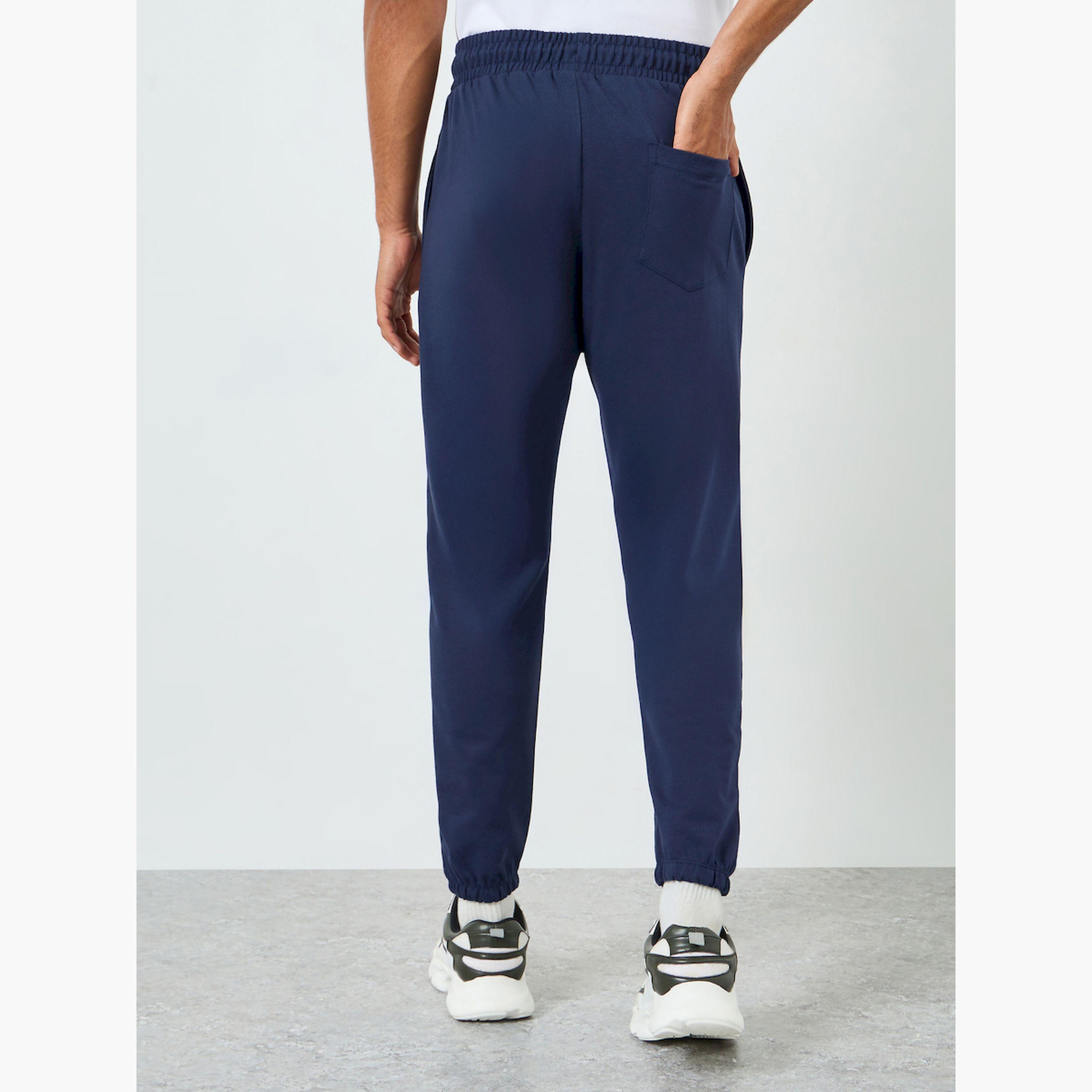 Styli Men Navy Blue Solid Joggers with Pintuck Detail-men-clothing-bottoms-joggers-image-4