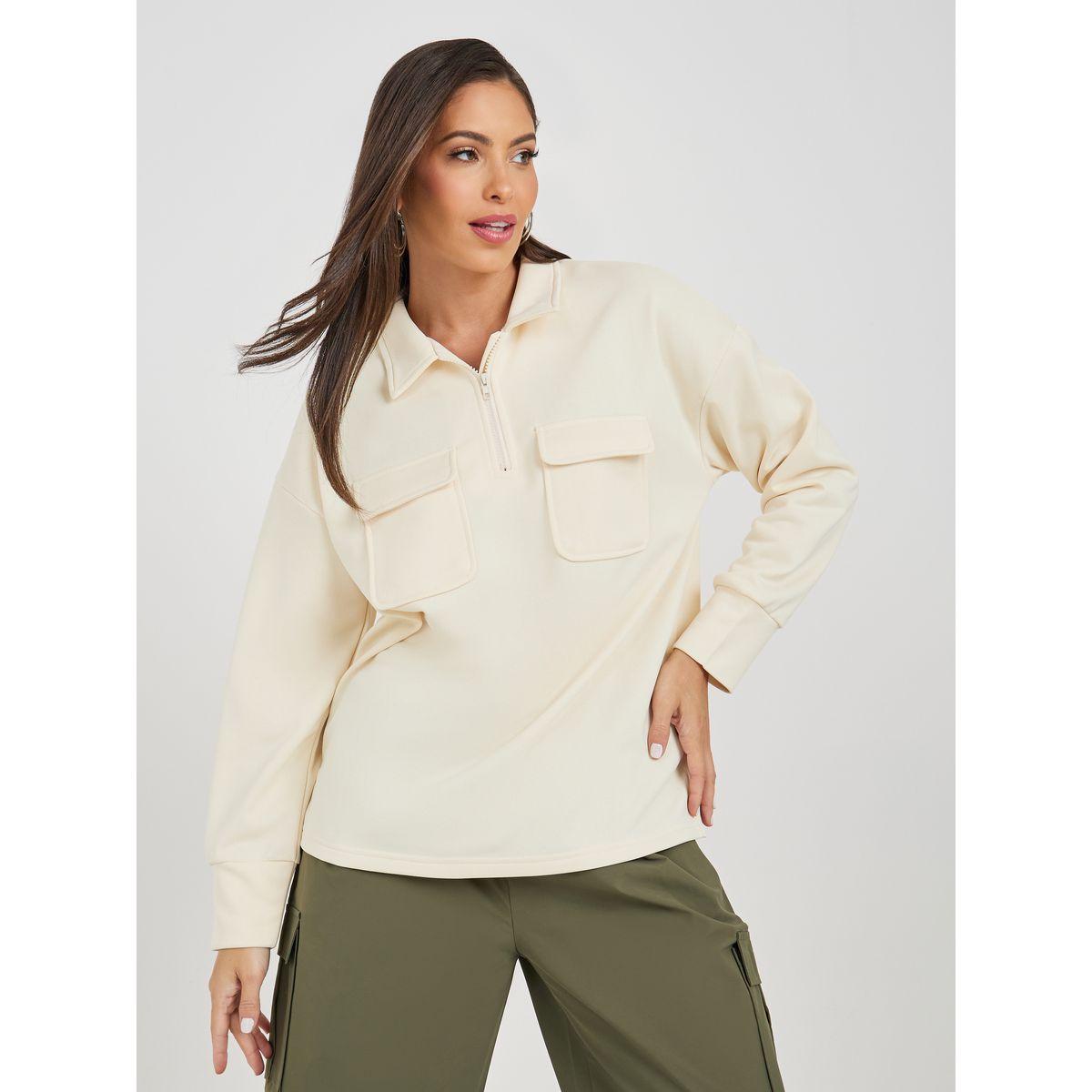 سويت شيرت بجيوب على الصدر-women-clothing-shirtsandblouses-shirts-image-1