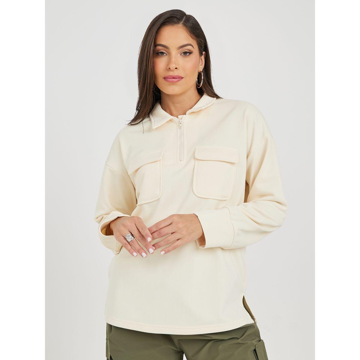 سويت شيرت بجيوب على الصدر-women-clothing-shirtsandblouses-shirts-image-4