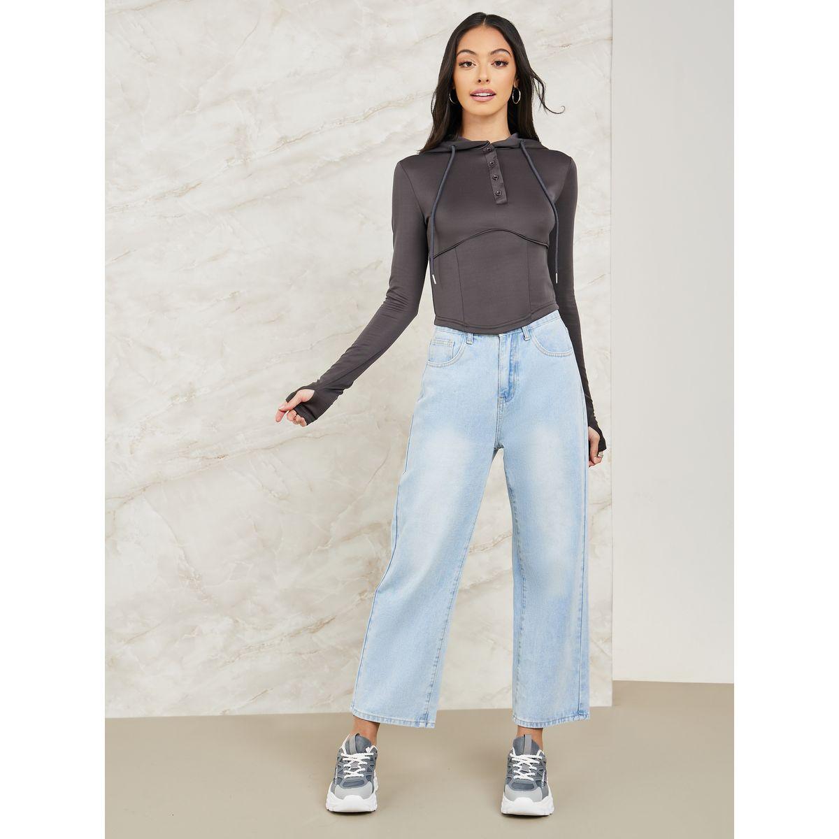 Styli Hooded Knit Top with Corset & Button Detailing-women-clothing-shirtsandblouses-blouses-image-2