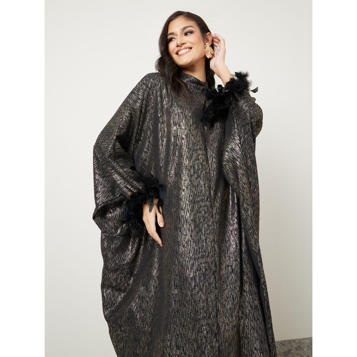 قفطان مزين بريش صناعي-women-arabicclothing-kaftan-image-2