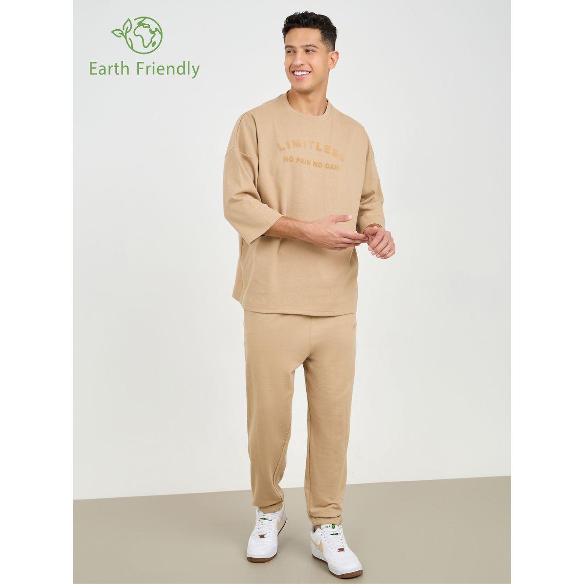 Styli Eco Earth Chest Print 3/4th Sleeve T-Shirt & Joggers Set-men-clothing-coordsets-image-1