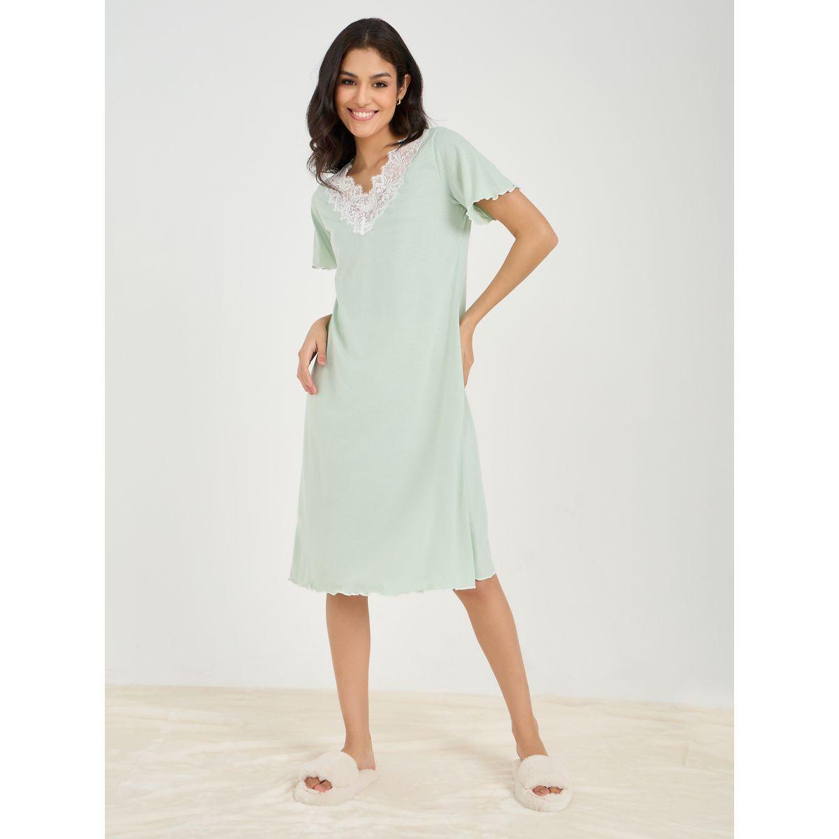 قميص نوم بتفاصيل دانتيل-women-clothing-nightwear-nighties-image-1