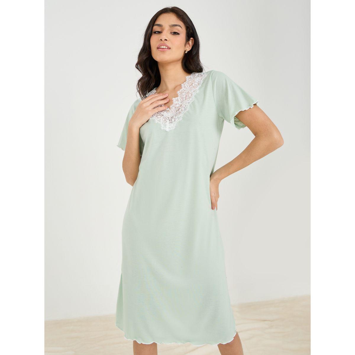 قميص نوم بتفاصيل دانتيل-women-clothing-nightwear-nighties-image-2