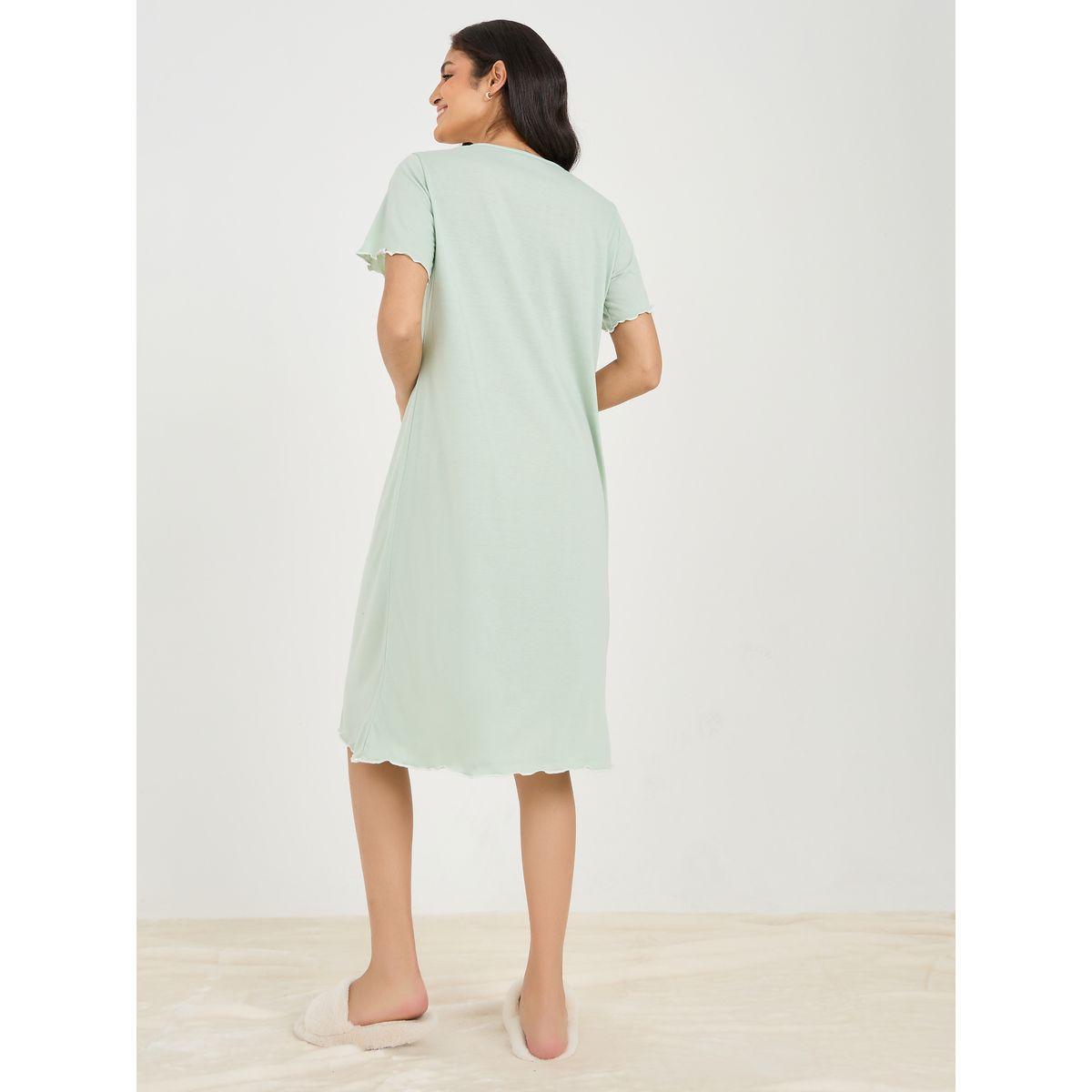 Styli Unwind Scallop Lace V Neck Lettuce Hem Nightdress-women-clothing-nightwear-nighties-image-4