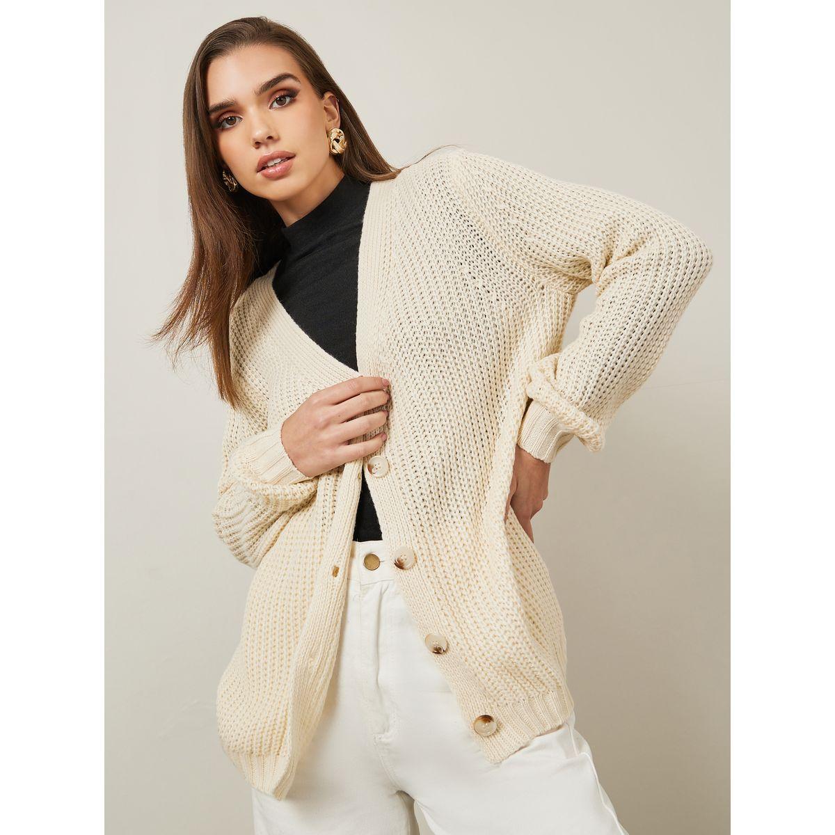 Styli Regular Fit Button Down Cable Knit Cardigan With Belt-women-winterwear-cardigansandjumpers-cardigans-image-2