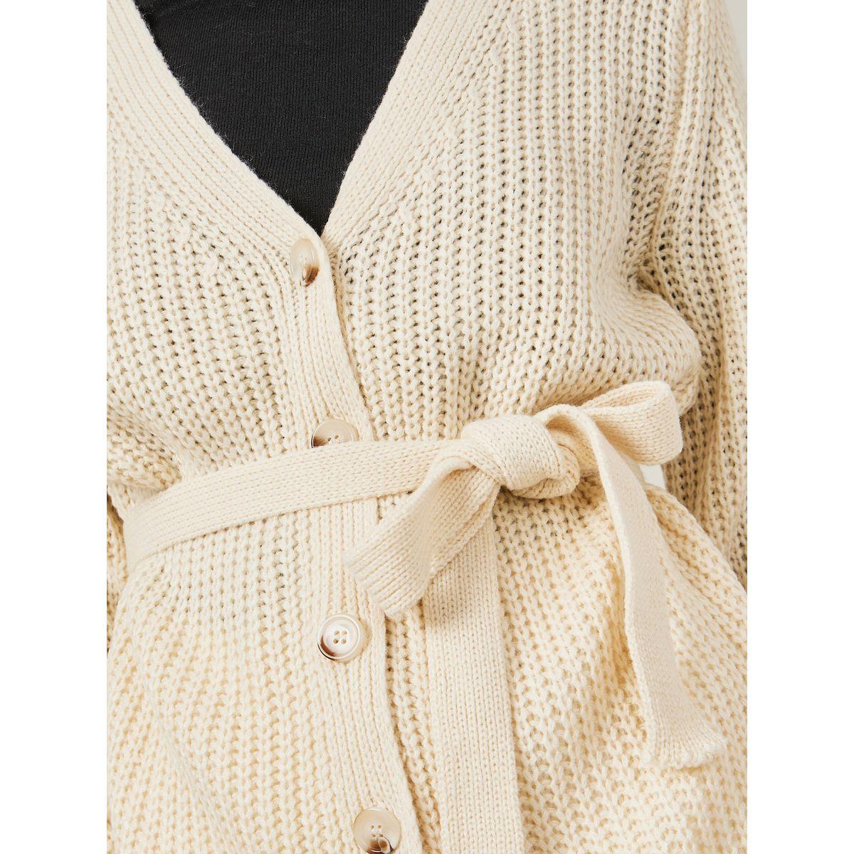 Styli Regular Fit Button Down Cable Knit Cardigan With Belt-women-winterwear-cardigansandjumpers-cardigans-image-4