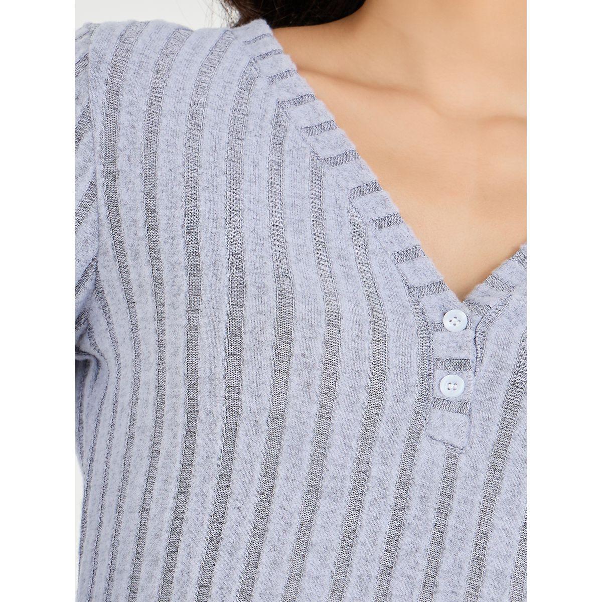 Styli Unwind Brushed Rib Henley Neck T-Shirt & Checked Pyjama Set-women-clothing-nightwear-pyjamas-longsets-image-4