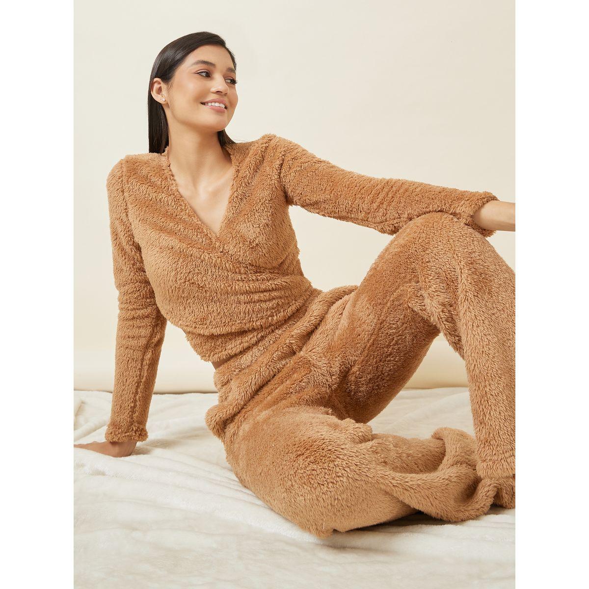 Styli Unwind Fleece Wrap Around Top & Trouser Lounge Set-women-clothing-coordsets-image-1